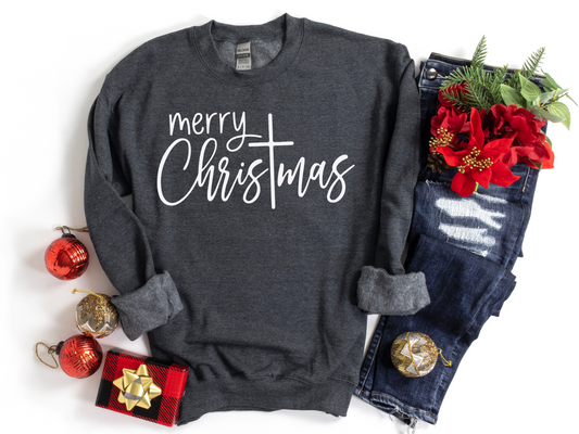 Merry Christmas Cross Crewneck