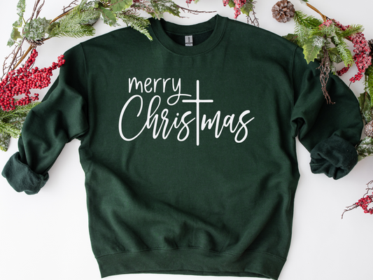 Merry Christmas Cross Crewneck